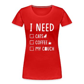 katzen Kaffee Couch - Frauen Premium Bio T-Shirt - Rot - Vorne - Mia (176cm)