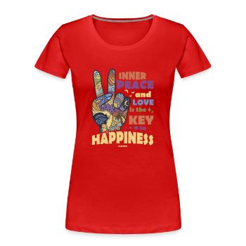 inner peace peace sign two fingers - Women's Premium Organic T-Shirt - red - Front - Mia (176cm)