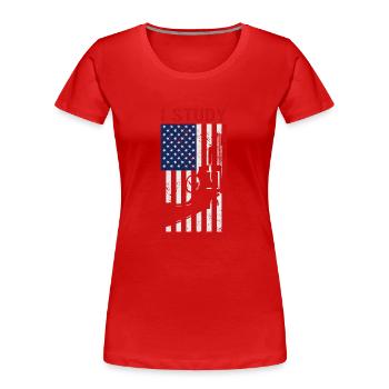 I Study Triggernometry USA Flag Gun Revolver - Frauen Premium Bio T-Shirt - Rot - Vorne - Mia (176cm)
