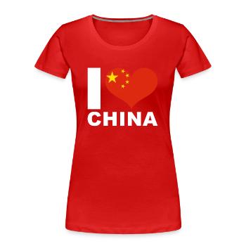 Ich liebe China Herz Flagge China - Frauen Premium Bio T-Shirt - Rot - Vorne - Mia (176cm)