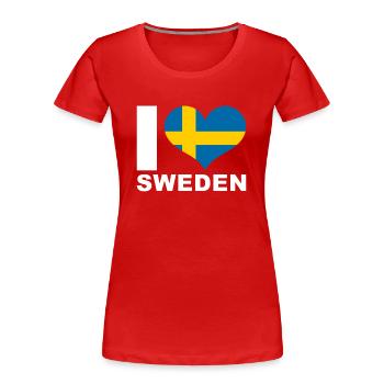 Ich liebe Schweden Herz Flagge Schweden - Frauen Premium Bio T-Shirt - Rot - Vorne - Mia (176cm)