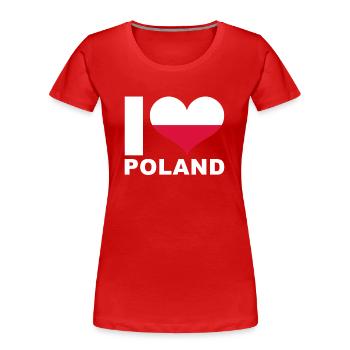 J’aime la Pologne drapeau du cœur Pologne - T-shirt bio Premium Femme - rouge - Devant - Mia (176cm)