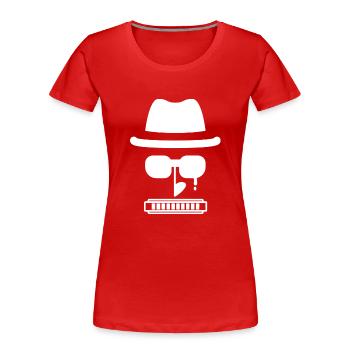 Bluesman blanc pour harmoniciste - T-shirt bio Premium Femme - rouge - Devant - Mia (176cm)
