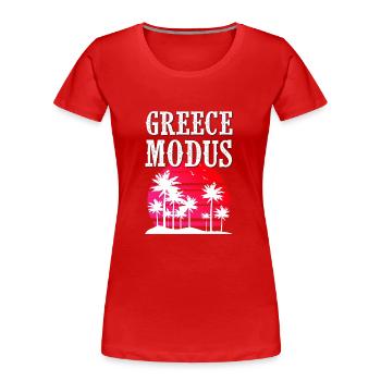 Greece Modus - Frauen Premium Bio T-Shirt - Rot - Vorne - Mia (176cm)