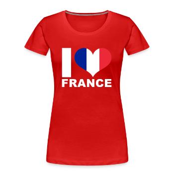 J’aime la France drapeau du cœur France - T-shirt bio Premium Femme - rouge - Devant - Mia (176cm)