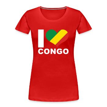 Ich liebe Kongo Herz Flagge Kongo - Frauen Premium Bio T-Shirt - Rot - Vorne - Mia (176cm)
