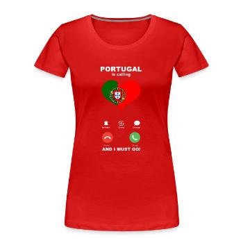 Portugal is calling Portugal Herz Souvenir - Frauen Premium Bio T-Shirt - Rot - Vorne - Mia (176cm)