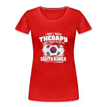 South Korea - Women's Premium Organic T-Shirt - red - Front - Mia (176cm)