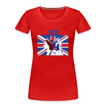 RIP - La reine Elizabeth II - La fin d’une époque - T-shirt bio Premium Femme - rouge - Devant - Mia (176cm)