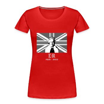 Reine Elizabeth II EIIR Union Jack - T-shirt bio Premium Femme - rouge - Devant - Mia (176cm)