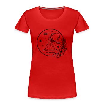 Aquarius Signe du zodiaque Anniversaire Naissance - T-shirt bio Premium Femme - rouge - Devant - Mia (176cm)
