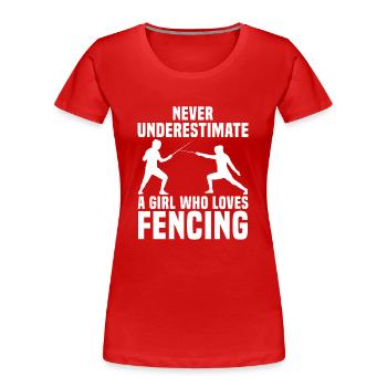 Fechterin Fechter Parierstange Mädchen Sport Hobby - Frauen Premium Bio T-Shirt - Rot - Vorne - Mia (176cm)