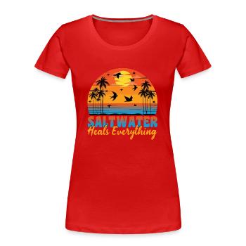 Salzwasser Strandleben Meer Salz Salziges Wasser - Frauen Premium Bio T-Shirt - Rot - Vorne - Mia (176cm)