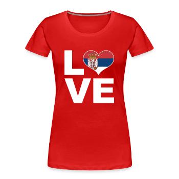 Ich liebe Serbien Herz Flagge Serbien - Frauen Premium Bio T-Shirt - Rot - Vorne - Mia (176cm)