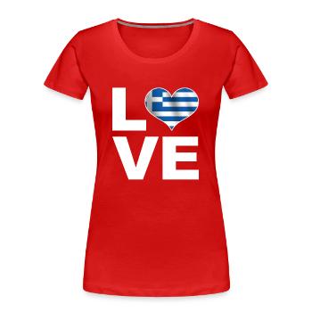 J’aime la Grèce drapeau du cœur Grèce - T-shirt bio Premium Femme - rouge - Devant - Mia (176cm)