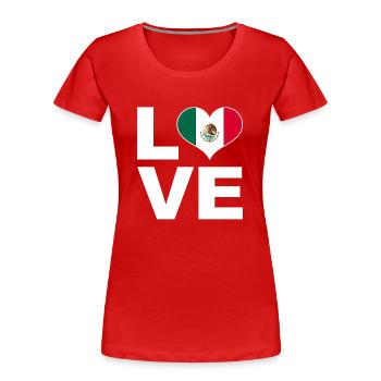 Ich liebe Mexiko Herz Flagge Mexiko - Frauen Premium Bio T-Shirt - Rot - Vorne - Mia (176cm)