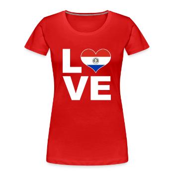 J’aime le drapeau du cœur du Paraguay Paraguay - T-shirt bio Premium Femme - rouge - Devant - Mia (176cm)