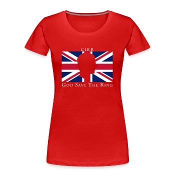 God Save The King Uk Flag - Women's Premium Organic T-Shirt - red - Front - Mia (176cm)