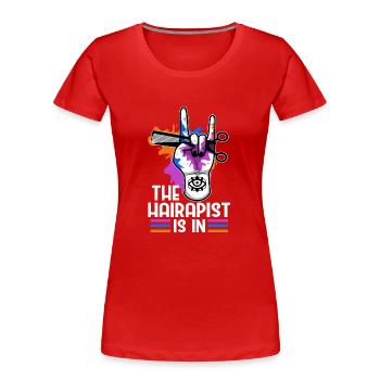 Le Hairapist est dans - T-shirt bio Premium Femme - rouge - Devant - Mia (176cm)