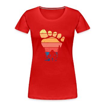Bigfoot Fußabdruck Geschenk Bigfoot Jäger - Frauen Premium Bio T-Shirt - Rot - Vorne - Mia (176cm)