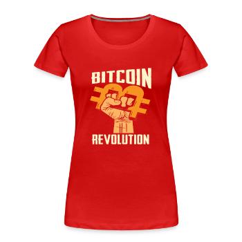 Révolution Bitcoin - T-shirt bio Premium Femme - rouge - Devant - Mia (176cm)