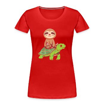 Drôle de tortue de mer Tortue de mer Eau de mer - T-shirt bio Premium Femme - rouge - Devant - Mia (176cm)