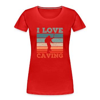 J’adore la spéléologie - T-shirt bio Premium Femme - rouge - Devant - Mia (176cm)