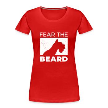 Funny Fear The Beard Dog Motif - Women's Premium Organic T-Shirt - red - Front - Mia (176cm)