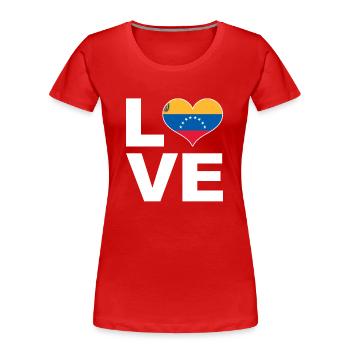 Ich liebe Venezuela Herz Flagge Venezuela - Frauen Premium Bio T-Shirt - Rot - Vorne - Mia (176cm)