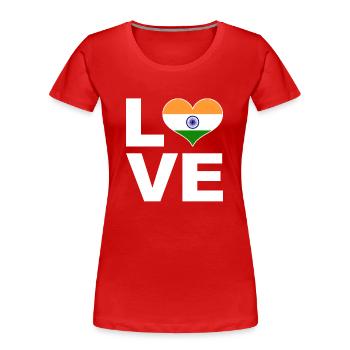 J’aime l’Inde drapeau du cœur Inde - T-shirt bio Premium Femme - rouge - Devant - Mia (176cm)