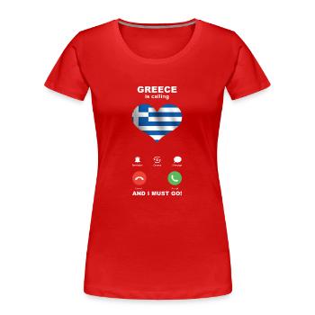 La Grèce appelle Grèce Heart Souvenir - T-shirt bio Premium Femme - rouge - Devant - Mia (176cm)