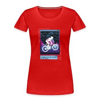 Vaporwave Metaverse Downhill - Women's Premium Organic T-Shirt - red - Front - Mia (176cm)