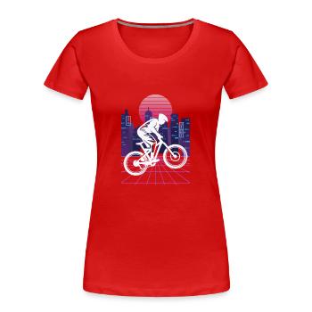 Vaporwave Synthwave Skyline Downhill - Women's Premium Organic T-Shirt - red - Front - Mia (176cm)