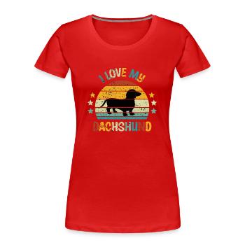 Hunderasse Dachshund Hundehalter Geschenk - Frauen Premium Bio T-Shirt - Rot - Vorne - Mia (176cm)