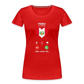 Peru is calling Peru Herz Souvenir - Frauen Premium Bio T-Shirt - Rot - Vorne - Mia (176cm)