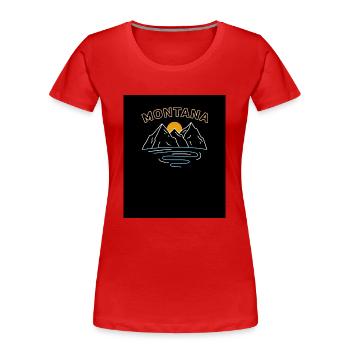 Montana Mountains Design für stolze Montaner - Frauen Premium Bio T-Shirt - Rot - Vorne - Mia (176cm)