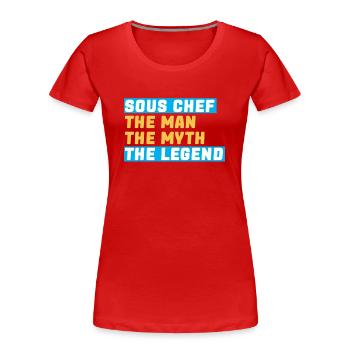 Chapeau de Chef, Chef, Cuisine, Cinq étoiles, Or, 5, - T-shirt bio Premium Femme - rouge - Devant - Mia (176cm)