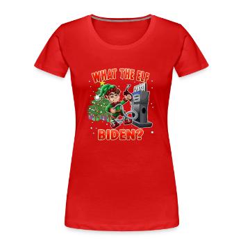 Was der Elf Biden Funny Humor Weihnachten 2022 - Frauen Premium Bio T-Shirt - Rot - Vorne - Mia (176cm)