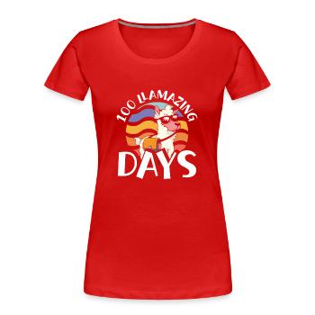 100 Tolle Lama Tage - Frauen Premium Bio T-Shirt - Rot - Vorne - Mia (176cm)