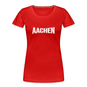 Aachen - Frauen Premium Bio T-Shirt - Rot - Vorne - Mia (176cm)