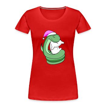 Schlange mit Kissen und Schlafmütze - Frauen Premium Bio T-Shirt - Rot - Vorne - Mia (176cm)