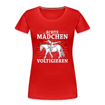 Voltigieren Volti Voltigier Pferde Pferdemädchen - Frauen Premium Bio T-Shirt - Rot - Vorne - Mia (176cm)