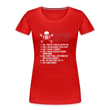 Metalldetektion, Metalldetektor - Frauen Premium Bio T-Shirt - Rot - Vorne - Mia (176cm)