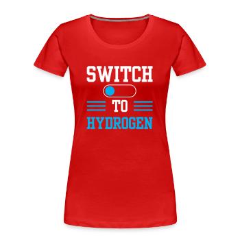 Passage à l’hydrogène Hydrogène Énergie - T-shirt bio Premium Femme - rouge - Devant - Mia (176cm)