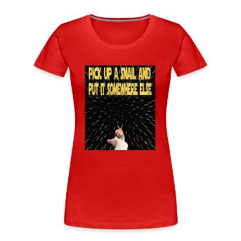 Escargot spatial Escargot spatial Levage - T-shirt bio Premium Femme - rouge - Devant - Mia (176cm)