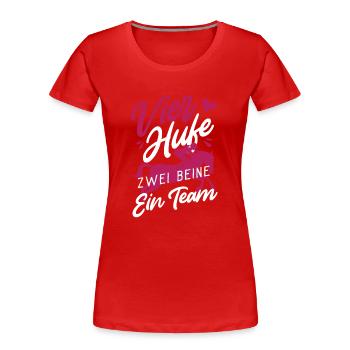 Reiterin, Reiten, Pferde, Pferde reiten, Reistport - Frauen Premium Bio T-Shirt - Rot - Vorne - Mia (176cm)