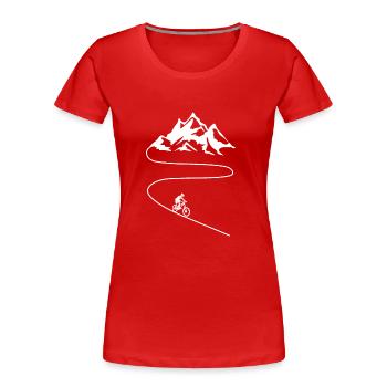 Mountainbiker Fahrrad Radsport downhill - Frauen Premium Bio T-Shirt - Rot - Vorne - Mia (176cm)