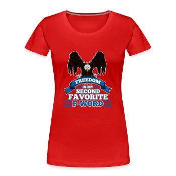 La liberté est mon deuxième mot préféré - T-shirt bio Premium Femme - rouge - Devant - Mia (176cm)