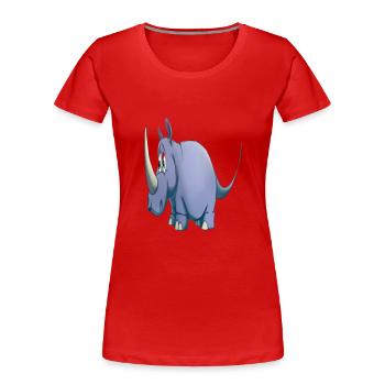 Kawaii Cartoon Rhino - Frauen Premium Bio T-Shirt - Rot - Vorne - Mia (176cm)