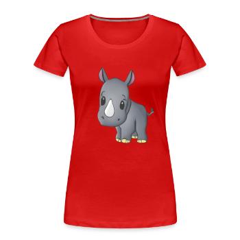 Kawaii Cartoon Rhino - Frauen Premium Bio T-Shirt - Rot - Vorne - Mia (176cm)